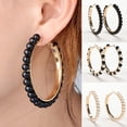 thumbnail image 3 of Boucles d'Oreilles Mode pour Femmes Perles Chic Plaqué Or Créoles, 3 of 6