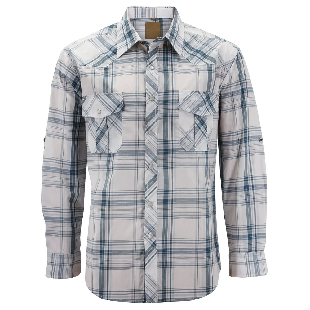 VKWEAR Men’s Western Pearl Snap Button Down Casual Long Sleeve Plaid