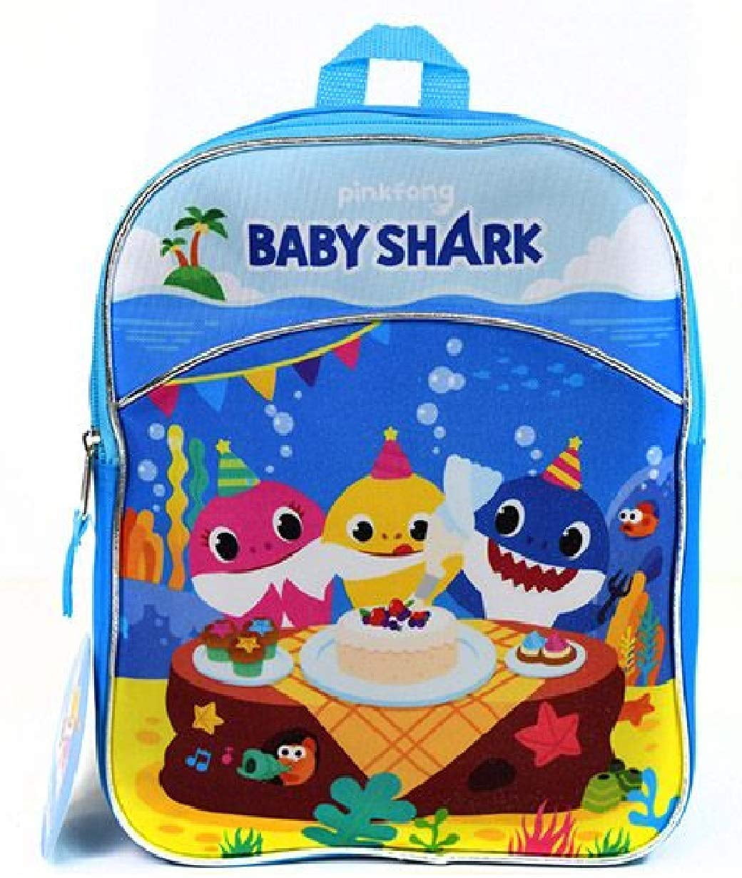 Pinkfong Baby Shark Round Pocket Backpack Blue Boys Pre School Nursery Rucksack 