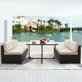 thumbnail image 3 of Vineego 5 Pieces Patio Dining Sets Outdoor Conversation Sets Wicker Patio Sectional Sofa with Tempered Glass Table(Beige), 3 of 8