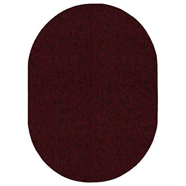 Broadway Collection Solid Color Indoor Outdoor Area Rug Burgundy - 4' x 6' Oval