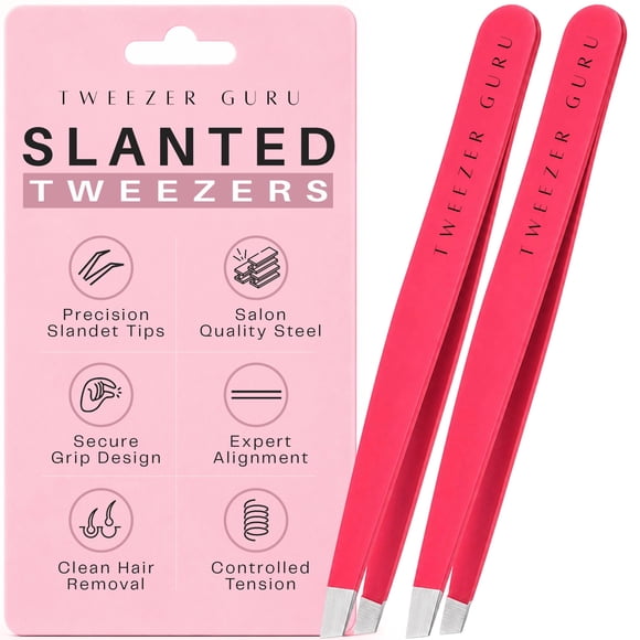 Pinzas TWEEZER GURU Punta Sesgada Precisión Negro Rosa