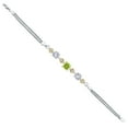 thumbnail image 3 of 925 Sterling Silver and 10k Yellow Gold Yellow Lemon Quartz White Created Sapphire and White Lab Grown Diamond Bracelet for Women (3.28 Cttw, Round 7MM and 6MM, 6.5/7/7.5 inch, Made in Italy), 3 of 5