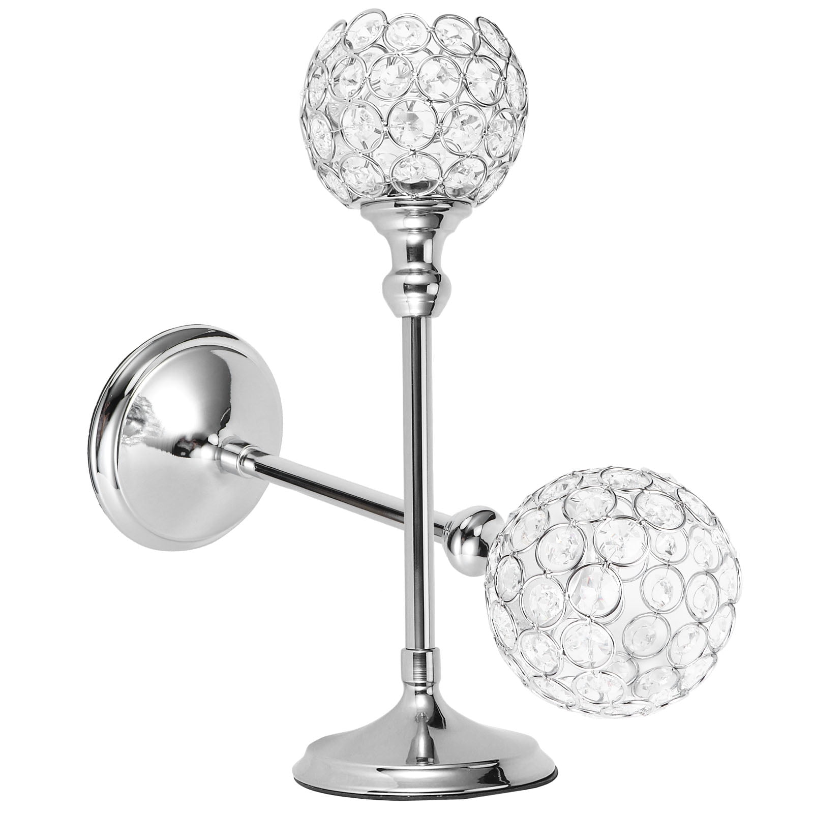 Tea Light Candle Holders, Large Metal Base Table Decoration Hollow Romantic Ambience Crystal