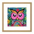 thumbnail image 1 of Funky Abstract Owl Vibrant Colourful Patterns Flowers Pink Yellow Illustration Square Wooden Framed Wall Art Print Picture 8X8 Inch, 1 of 4