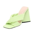 thumbnail image 2 of Zapatos de mujer Moda Color sólido Minimalista Arrugas Cruz Sandalias de tacón grueso Zapatillas Chanclas Wmkox8yii hj789, 2 of 9