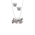 thumbnail image 2 of Delight Jewelry Silvertone Music Sheet with Hearts Silver tone Guardian Angel Charm Necklace and Stud Earrings, 2 of 4