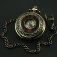thumbnail image 2 of VIGOROSO Antique Retro Hand-winding Mechanical Wind Up Mens FOB Pocket Watch Bronze Wood Circle with Watches Box Chain, 2 of 5