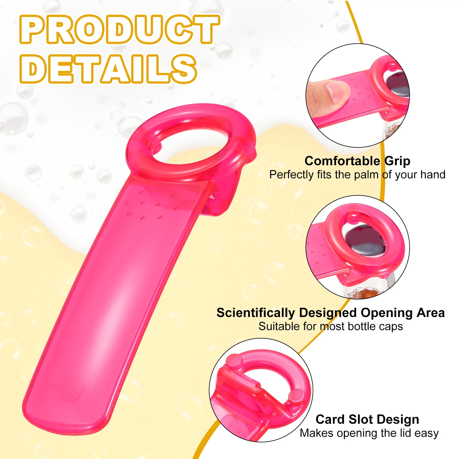 Uxcell 12 Pcs Jar Key Lid Opener, Plastic Jar Lid Opener Easy Grip Multifunctional Durable Can Open Tool for Elderly Seniors Women Weak Hands Easy-use by Anyone, Transparent Rose Red