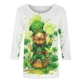 thumbnail image 5 of Gamivast Womens St Patricks Day Shirts Plus Size Funny Shamrock Clover Graphic Crew Neck Blouses Comfy 3/4 Sleeve Trendy Pullover Vacation Outfits S-5Xl, 5 of 5