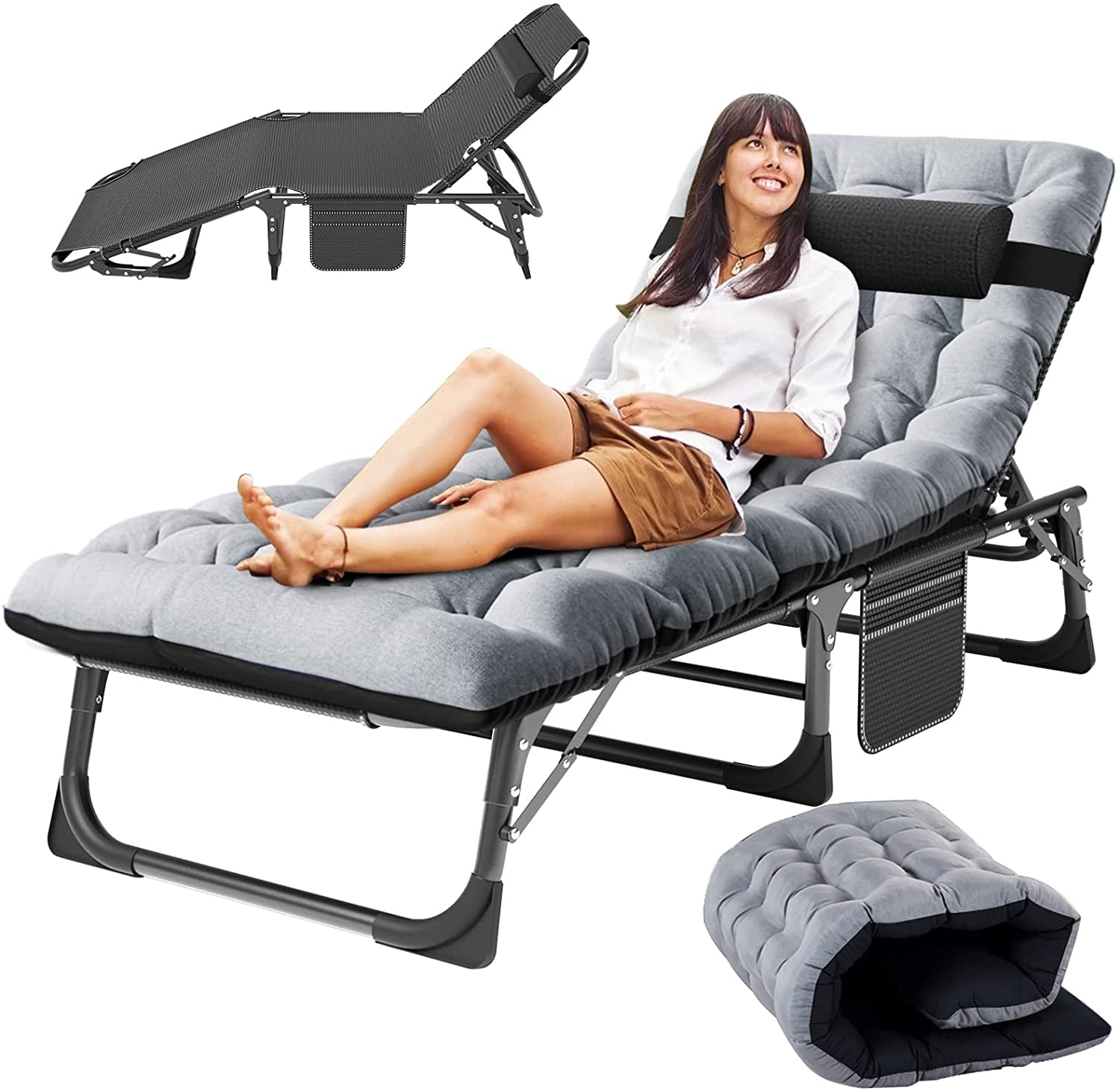 ABORON Camping Cots for Adults, Folding Guest Bed Cot, 4- position ...