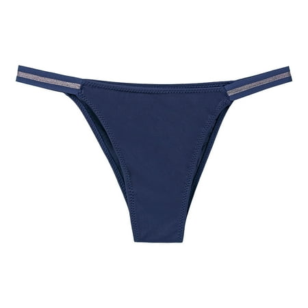 

Lovskoo Womens Thong Underwear G-string Ice Silk Seamless Transparent Low Waist Solid Panties Thong Dark Blue