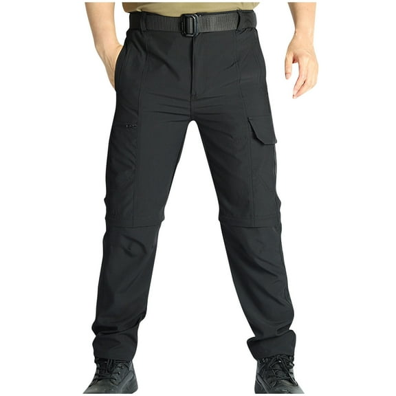 BXINGOHAI Mens Hiking Convertible Pants Nylon Solid Lightweight Cargo Pants Quick Drying Work Pants With Pocket Outdoor Fishing Tactical Pants Black,XXXL