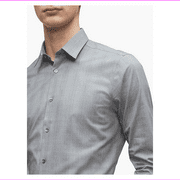 Calvin Klein Men's STEEL Slim-Fit Non-Iron Performance,Grey Multi,Sz 15 32/33