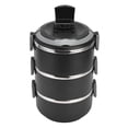 thumbnail image 1 of Stackable Lunch Box, Portable Handle Thermal Lunch Box Three Layers  For Picnic For Camping For School Black,Red, 1 of 8