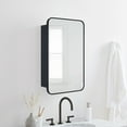 thumbnail image 4 of TEHOME Black Rectangle Recessed Stainless Steel Metal Framed Rounded Rectangular Bathroom Cabinet with Mirror 24x36'', 4 of 9