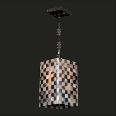06 Flemish Finish - Pompeii Collection 1 Light Flemish Brass Finish and Natural Quartz Square Pendant 6