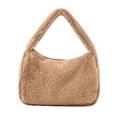 thumbnail image 3 of Women's Plush Tote Bag Simple Shoulder Bag Armpit Bag Large Capacity Casual Handbag Khaki One Size, 3 of 5