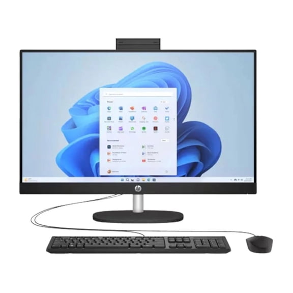 Restored HP 24-cr0114 23.8" FHD All-in-One PC AMD Ryzen 3 7320U 8GB RAM 512GB SSD Windows 11 Home, Jet Black