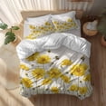 thumbnail image 2 of Yellow Flowers Full Size Comforter Set, Spring Floral Bee Linen Texture Plant Watercolor Bedding for All Seasons, 4 Pcs Bed Set, 1Quiltcover (86"x86") ,1Sheet(80"x116"), 2Pillowcases (30"x20"), 2 of 9