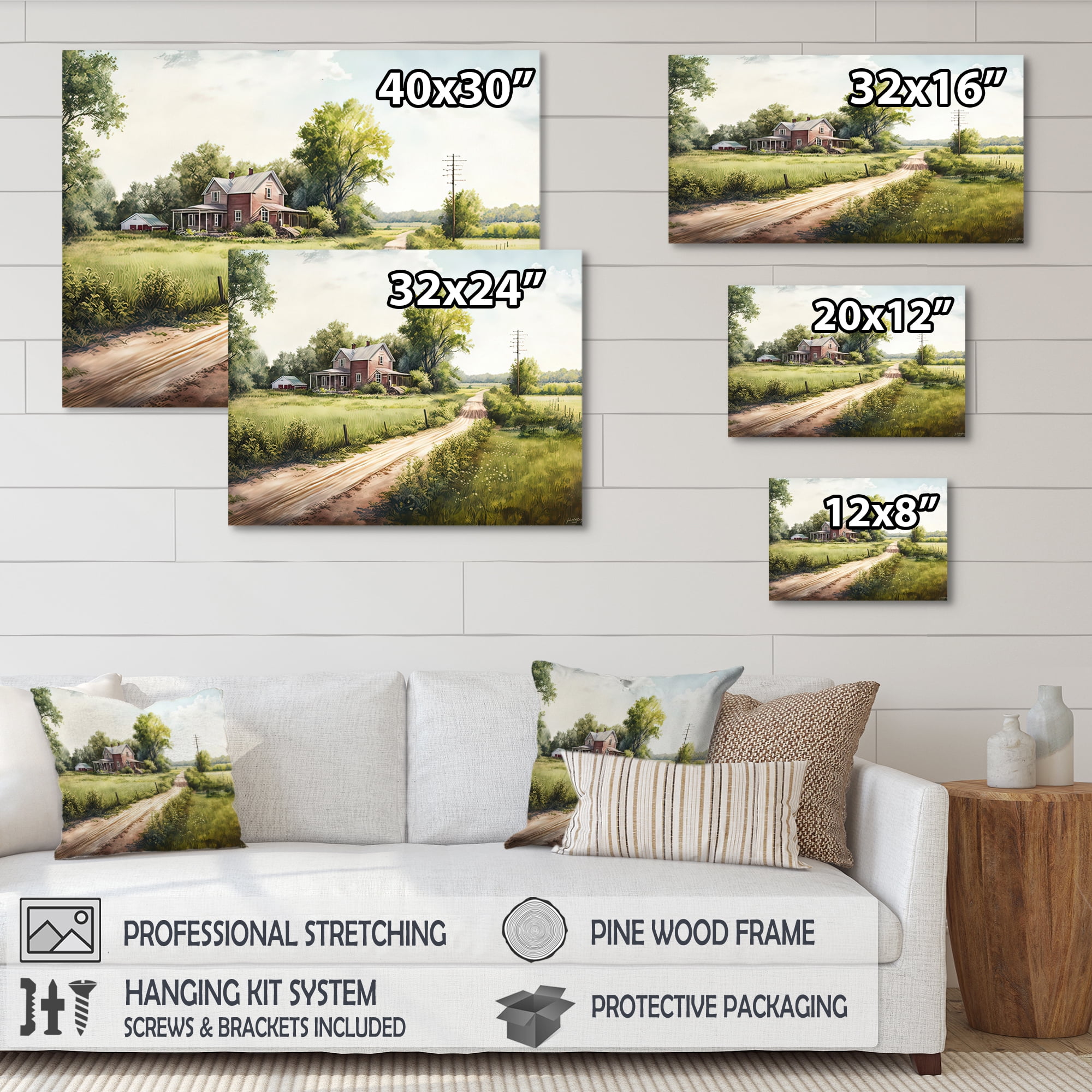 Designart Beautiful Barn In Spring IV Canvas Wall Art