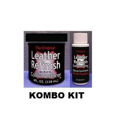 Leather Refinish Color Restorer Dye & Cleaner/Preparer Combo (Best Auto Leather Repair Kit)