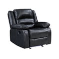 thumbnail image 3 of Martin 3 Pc Manual Reclining Sofa set finished with Faux Leather/ Wood in Black, 3 of 13