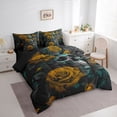 thumbnail image 3 of Homewish Gold Rose Floral Bedding Comforter Set 7pcs for Lover, Romantic Gothic Skull Queen Bedding Sets, Couple Anniversary Reversible Queen Sheet Sets, Luxury Bedroom Decor, 3 of 7