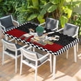thumbnail image 2 of Chef Table Cloths for 4 Foot Rectangle Tables, Cartoon Cute Watercolor Cooking Black Plaid Patio Waterproof Elastic Fitted Tablecloths, Washable Rectangular Table Cover for Camping, 2 of 8