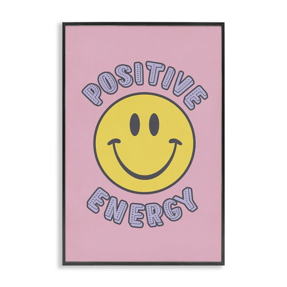 Stupell Industries Positive Energy Smiley Text & Numbers Painting Black Framed Art Print Wall Art, 12 x 18