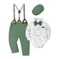thumbnail image 2 of WESIDOM Baby Boy Clothes 0-18M Newborn Infant Gentleman Outfit, Shirt+Bowtie+Beret+Suspender Pant Baby boy Suit Clothing Set, 2 of 6