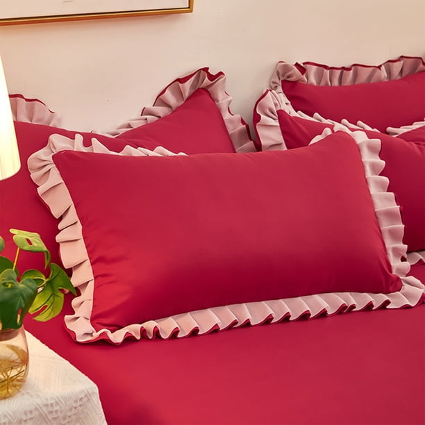 French Pillowcase Ruffle Designs Soft Brushed Fabric Suitable For Bedroom Envelope Closure Pillowcase