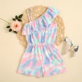 thumbnail image 2 of Toddler Baby Girl Romper Summer Sleeveless Prints Casual One Shoulder Sling Jumpsuit Clothes Size 6-7T, 2 of 7