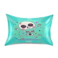 thumbnail image 3 of Dailycode Satin Pillow Case King Silk Pillow Cover for Hair and Skin Envelope Closure Cartoon Skeleton Dancing with Star 20"x40", 3 of 9