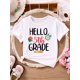 thumbnail image 1 of 1pc Kids' Casual Short Sleeve T-Shirt - Breathable Knit Cotton, Round Neck Top with "Hello 5th Grade" Back Print & School icons - Back-to-School outfit for Boys & Girls, 1 of 6