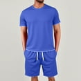 thumbnail image 2 of RUTAYY Men's Outfits Slim Fit Solid Color Round Neck Tshirts Shorts with Pocket 2 Piece Casual Everyday Wear Beach Vacation Clothing Sets, 2 of 7
