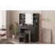 thumbnail image 5 of Mesa de Maquillaje con Espejo y Luces LED - Tocador Negro con 10 Bombillas Regulables, 5 Cajones de Almacenamiento y 6 Repisas Abiertas - Ideal para Dormitorio o Vestidor, 5 of 8