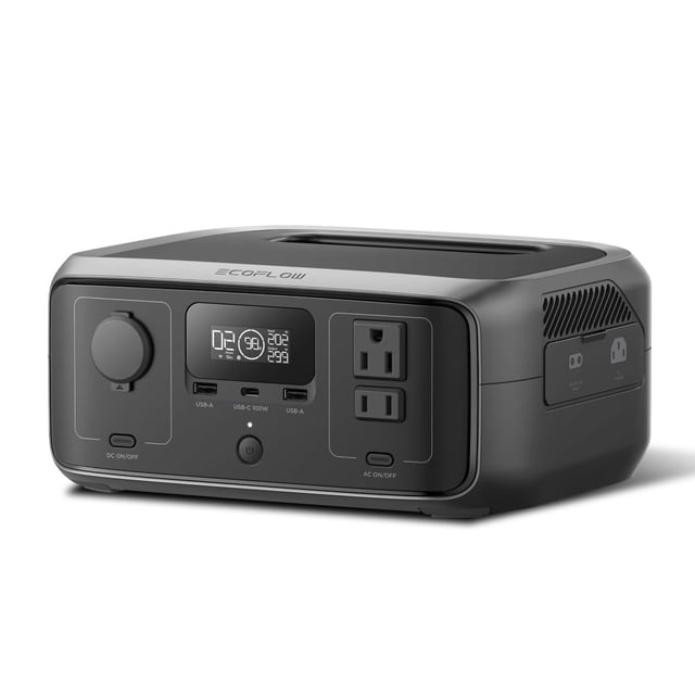 Estación de energía portátil EF ECOFLOW RIVER 3, estación de energía de batería LiFePO4 de 245 Wh, salida de CA de 300 W hasta 600 W, <20 MS UPS y <30 dB, generador solar de carga rápida de 1 hora par