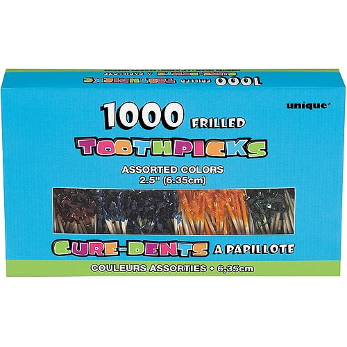 Frilly Cocktail Toothpicks, 2.5 in, Assorted, 1000ct