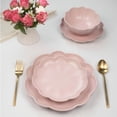 thumbnail image 3 of Sango Bethany 12-Piece Pink Stoneware Dinnerware Set with Scallop Design, 3 of 10
