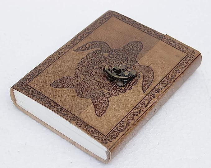 OVERDOSE TORTOISE Journal Notebook - Handmade Antique Journal For Students, College & Office for Men & Women Diary Leather Sketchbook Drawing Journal Notebook - Size 5 x 7 inches | 12 x 17 cm | A6