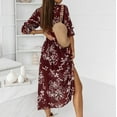 thumbnail image 3 of Baqcunre Fall Dresses For Women 2023 Women'S Summer Floral Printed Dress Casual V Neck Boho Flowy Sun Dresses Long Sleeve Dress Long Sleeve Dress For Women Womens Dresses Red Dress M, 3 of 8