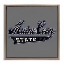 Stupell Industries Varsity Maine Coon State Novelty & Humor Painting Brown Floater Framed Canvas Art Print Wall Art, 18 x 18