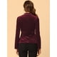 thumbnail image 5 of Chaqueta de terciopelo de oficina frontal con botón de solapa con muesca vintage para mujer Rojo Oscuro L, 5 of 6