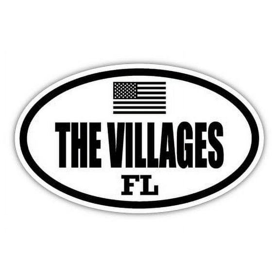 The Villages FL Florida Sumter County Stealthy Subdued Old Glory US Flag Oval Euro Decal Bumper Sticker 3M Vinyl 3" x 5"