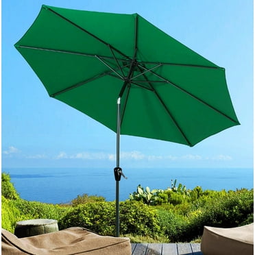 9ft Double Top Patio Umbrella - Tilt & Crank, 6 Ribs, Tan Canopy, For Deck, Pool, Or Outdoor Market (Base Not Included)