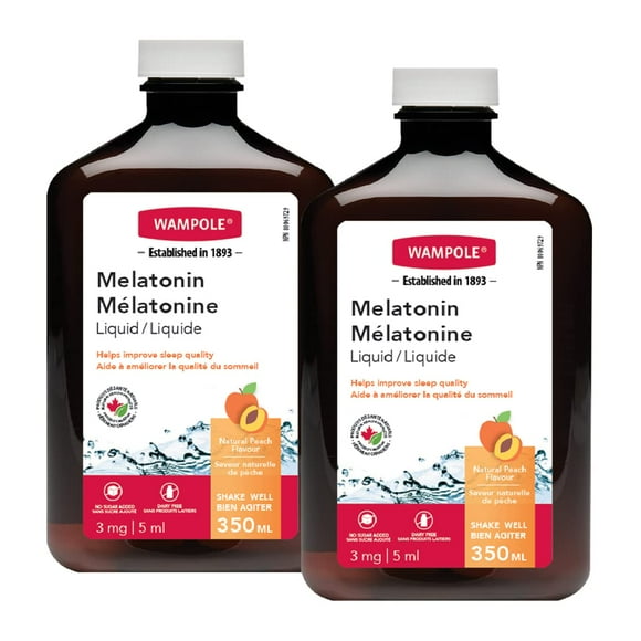 Wampole Liquid Melatonin 3 mg - Fast Liquid Absorption - Promotes Sleep Quality & Duration - (350 ml (Pack of 2))