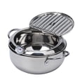 thumbnail image 1 of Deep Fryer Pot Tempura Frying Pan 304 Stainless Steel Flat Bottom Japanese Style Cookware W/Lid & Temperature Control Thermometer, 1 of 9
