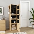 thumbnail image 2 of CQSXDA 360° Rotating Jewelry Cabinet With Full-Length Mirror, Multi-Shelf Stand For Makeup And Organization Needs，Walnut, 2 of 12
