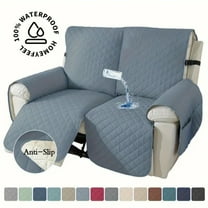Lavish Cover 100% Waterproof Recliner Loveseat Cover, 2 Pieces Non-Slip Recliner Couch Slipcovers, Washable Furniture Protector with Pockets & Elastic Straps for Kids Pets, 2 Seaters, Gray Blue